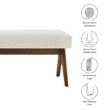 Sable 63" Boucle Upholstered Bench in Ivory Boucle