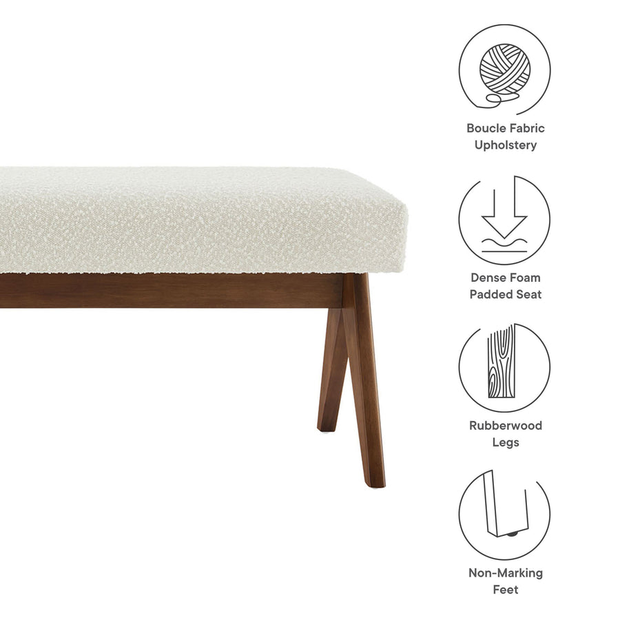 Sable 63" Boucle Upholstered Bench in Ivory Boucle