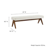 Sable 63" Boucle Upholstered Bench in Ivory Boucle