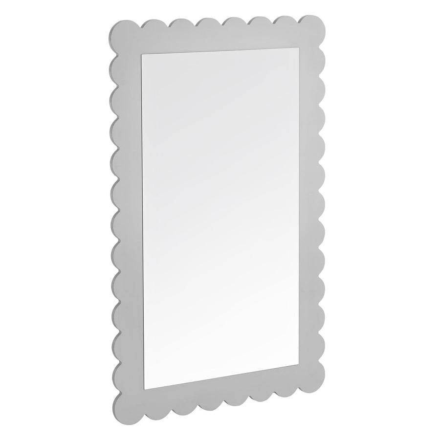 Solstice Scalloped Rectangle Wall Mirror in Light Gray