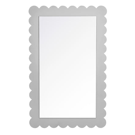 Emmeline Scalloped Rectangle Wall Mirror in Light Gray