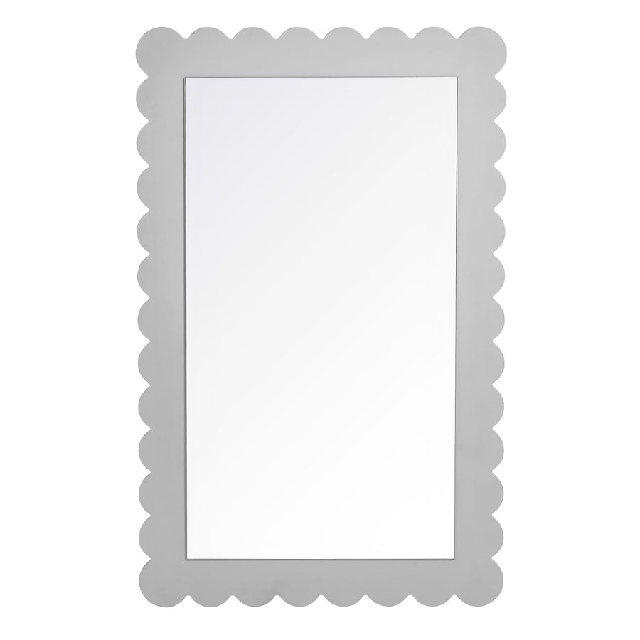 Solstice Scalloped Rectangle Wall Mirror in Light Gray