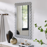 Solstice Scalloped Rectangle Wall Mirror in Light Gray