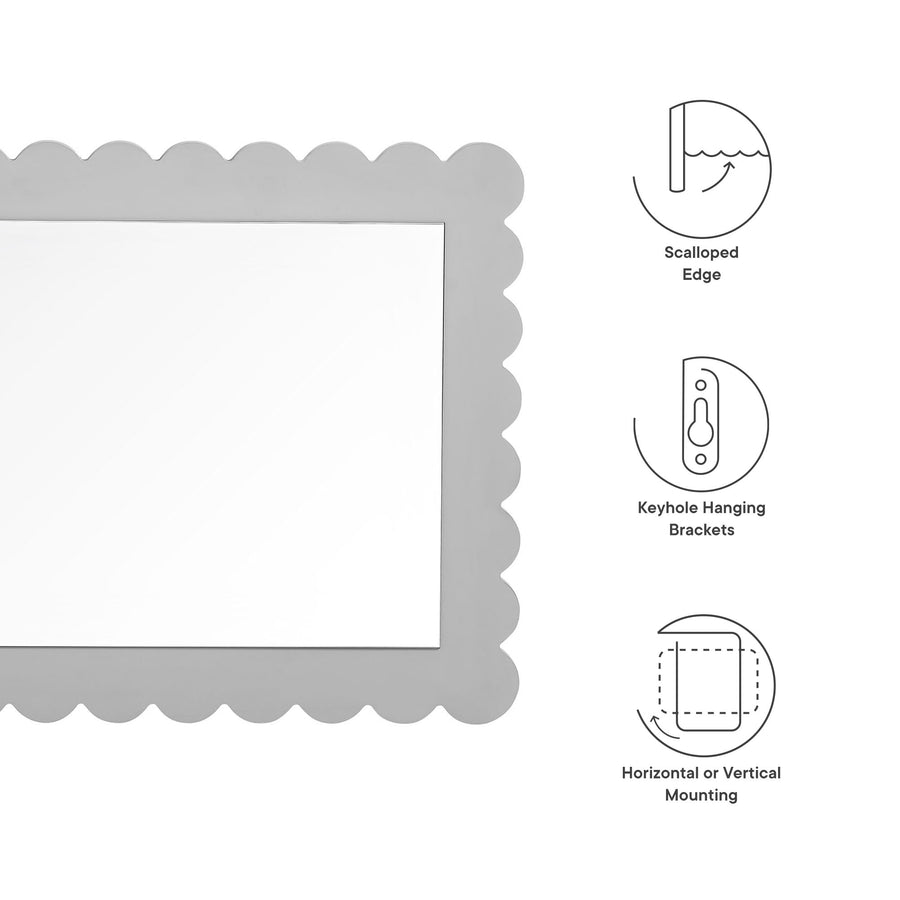 Solstice Scalloped Rectangle Wall Mirror in Light Gray