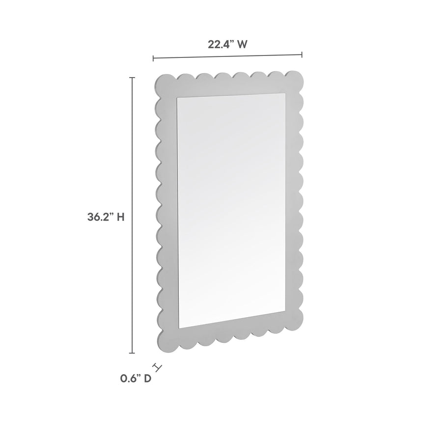 Solstice Scalloped Rectangle Wall Mirror in Light Gray