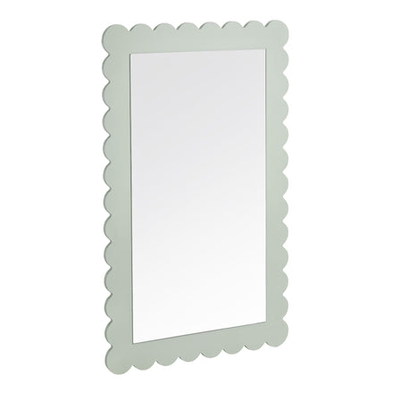 Emmeline Scalloped Rectangle Wall Mirror in Sage