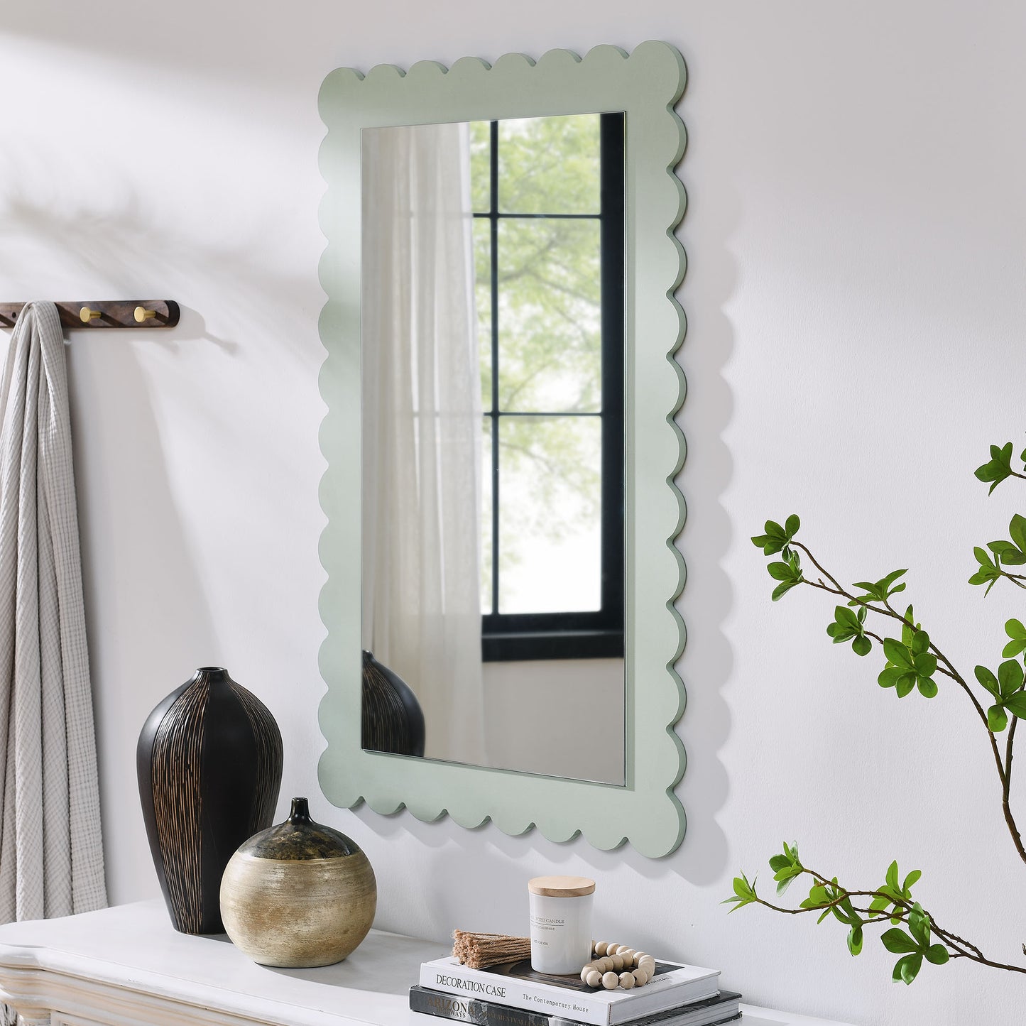 Emmeline Scalloped Rectangle Wall Mirror by Furniture For America