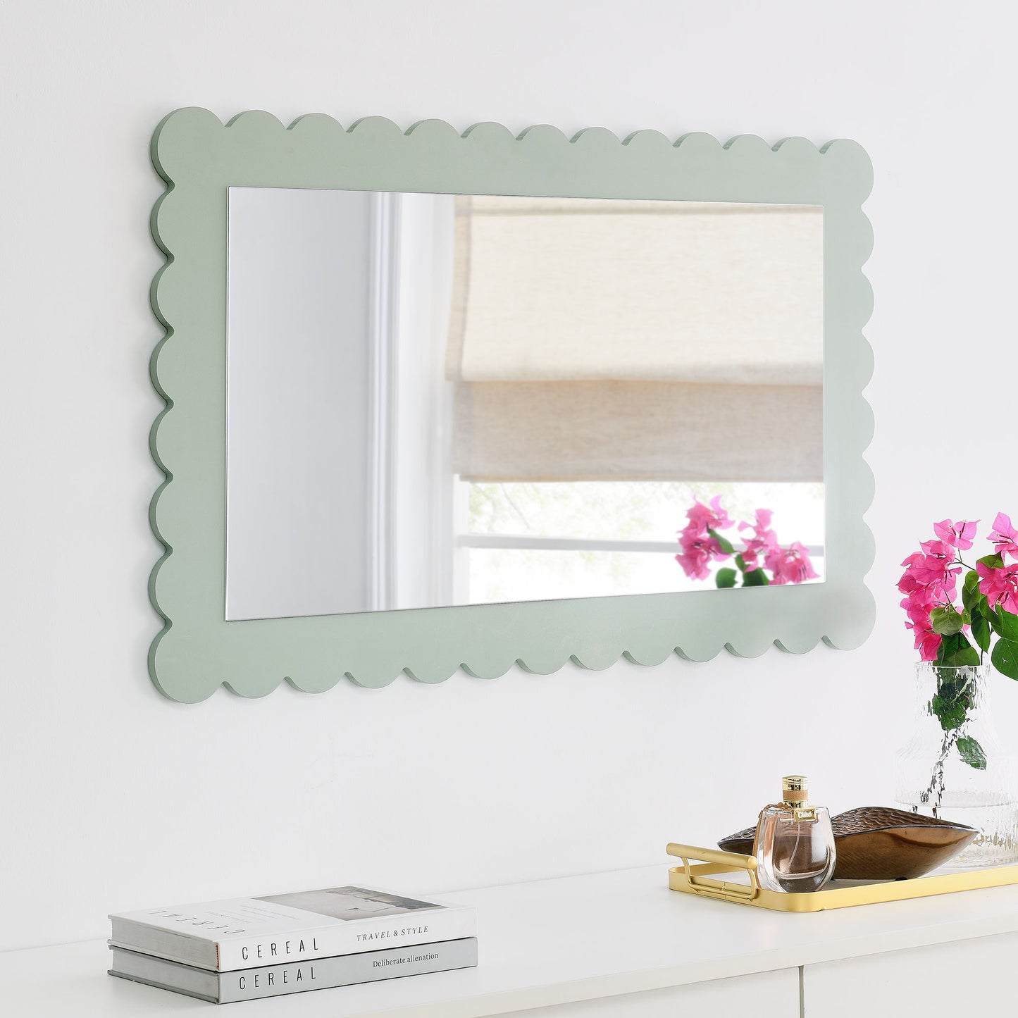 Emmeline Scalloped Rectangle Wall Mirror by Furniture For America