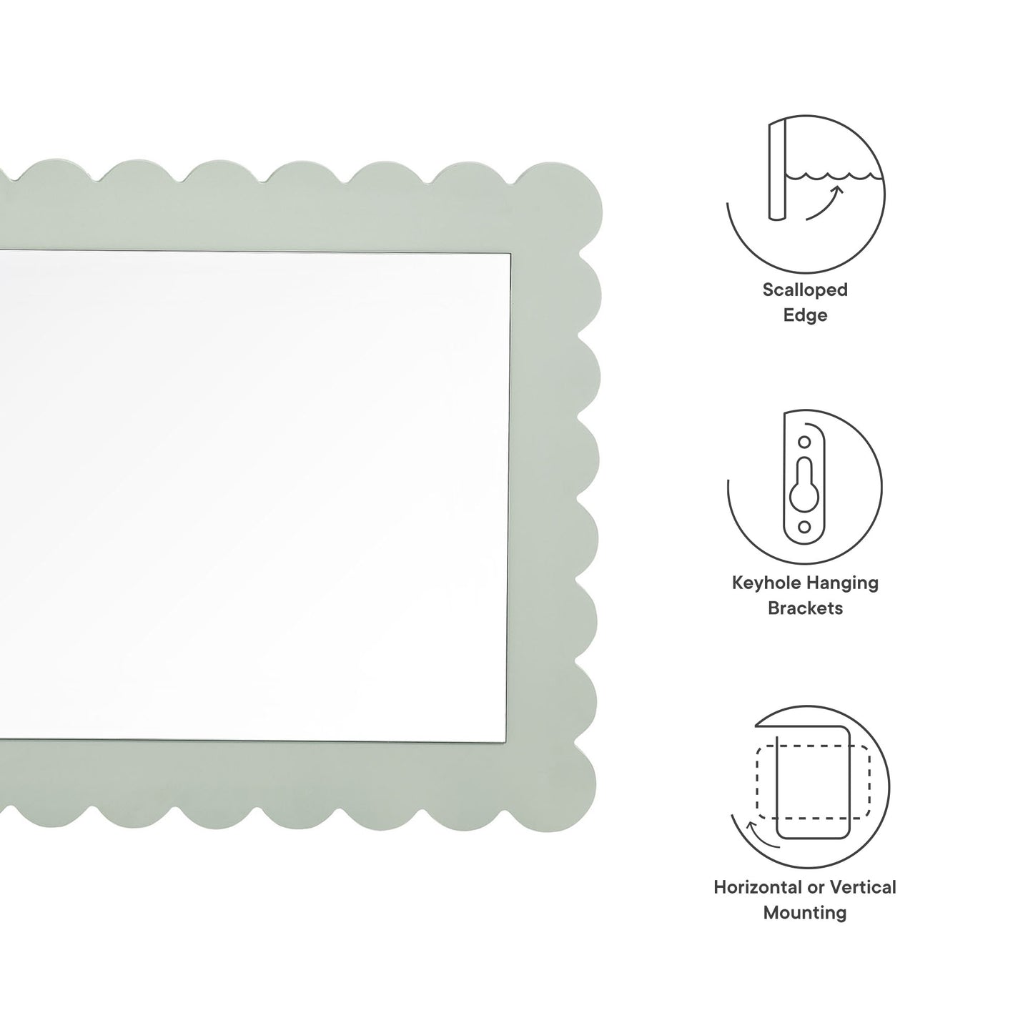 Emmeline Scalloped Rectangle Wall Mirror by Furniture For America