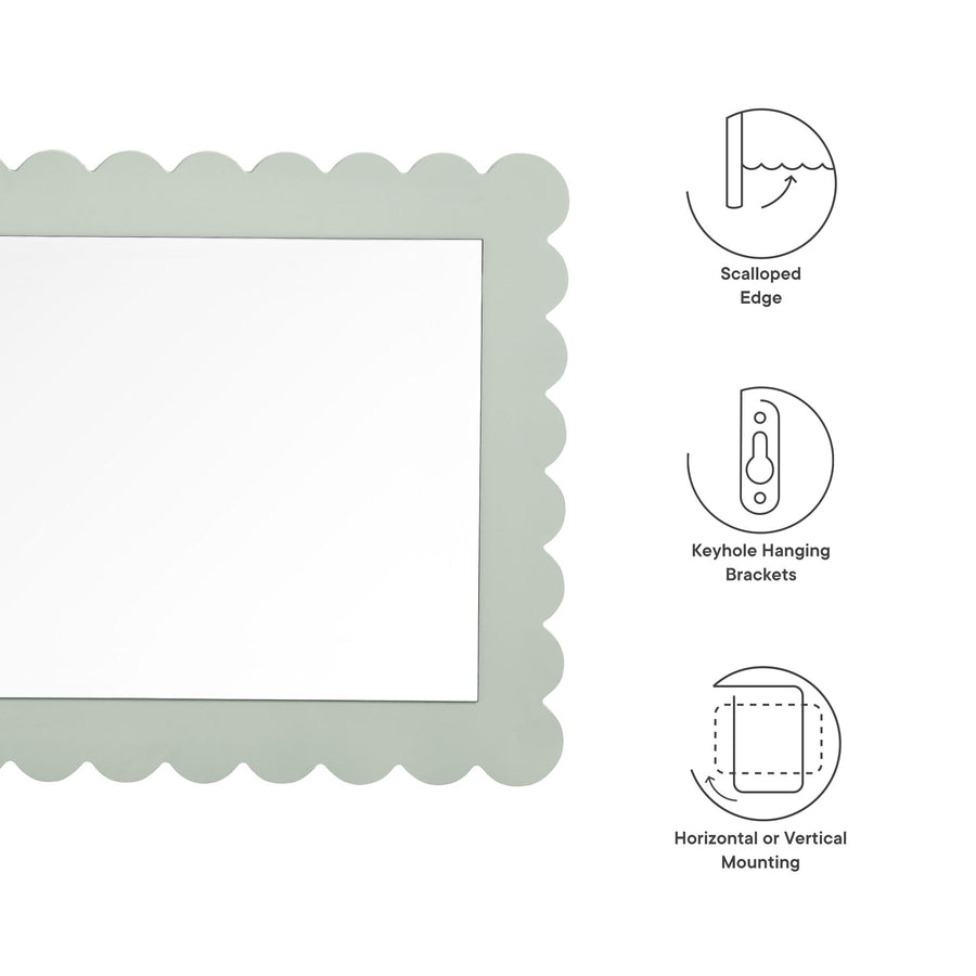 Solstice Scalloped Rectangle Wall Mirror in Sage
