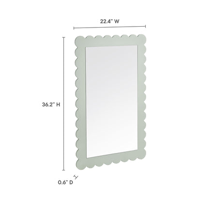 Emmeline Scalloped Rectangle Wall Mirror in Sage