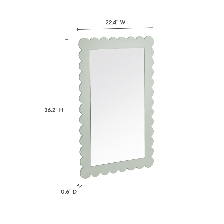 Solstice Scalloped Rectangle Wall Mirror in Sage