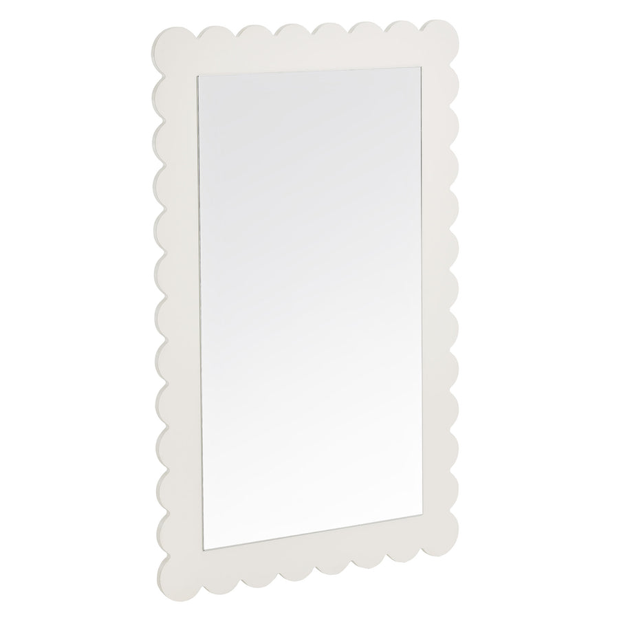 Solstice Scalloped Rectangle Wall Mirror in White
