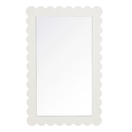 Emmeline Scalloped Rectangle Wall Mirror in White
