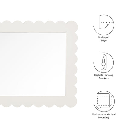 Emmeline Scalloped Rectangle Wall Mirror in White