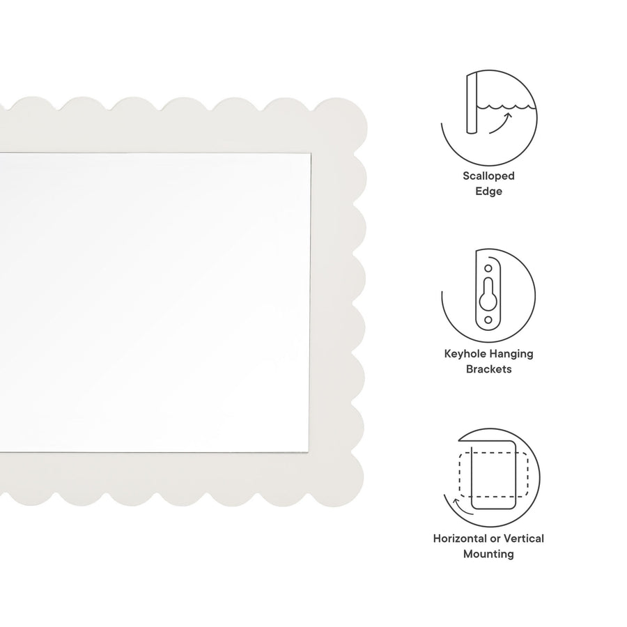 Solstice Scalloped Rectangle Wall Mirror in White