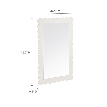 Emmeline Scalloped Rectangle Wall Mirror in White