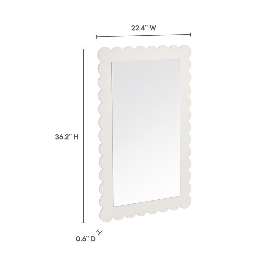 Solstice Scalloped Rectangle Wall Mirror in White