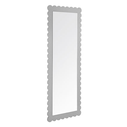 Emmeline Scalloped Rectangle Floor Mirror in Light Gray