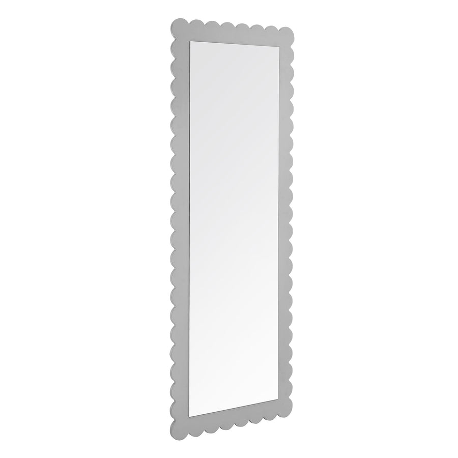 Solstice Scalloped Rectangle Floor Mirror in Light Gray