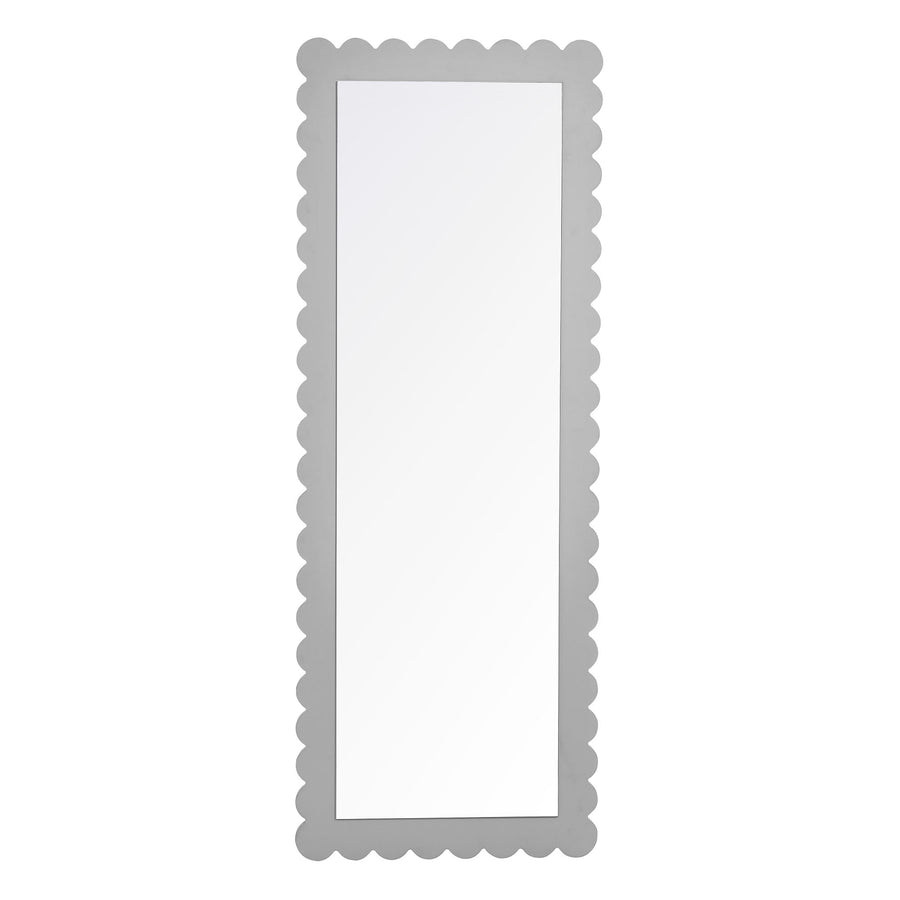Solstice Scalloped Rectangle Floor Mirror in Light Gray