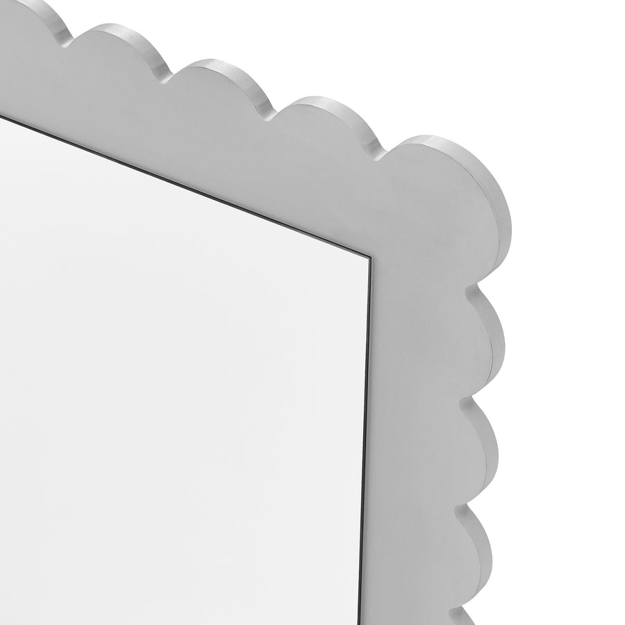 Solstice Scalloped Rectangle Floor Mirror in Light Gray