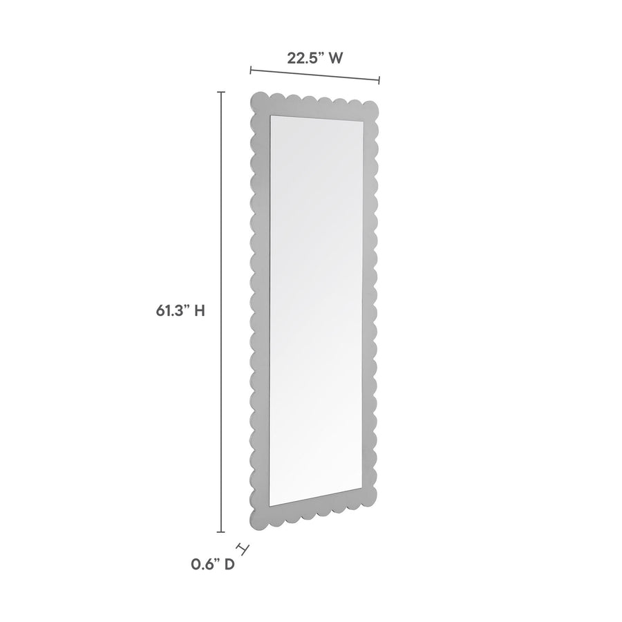 Solstice Scalloped Rectangle Floor Mirror in Light Gray