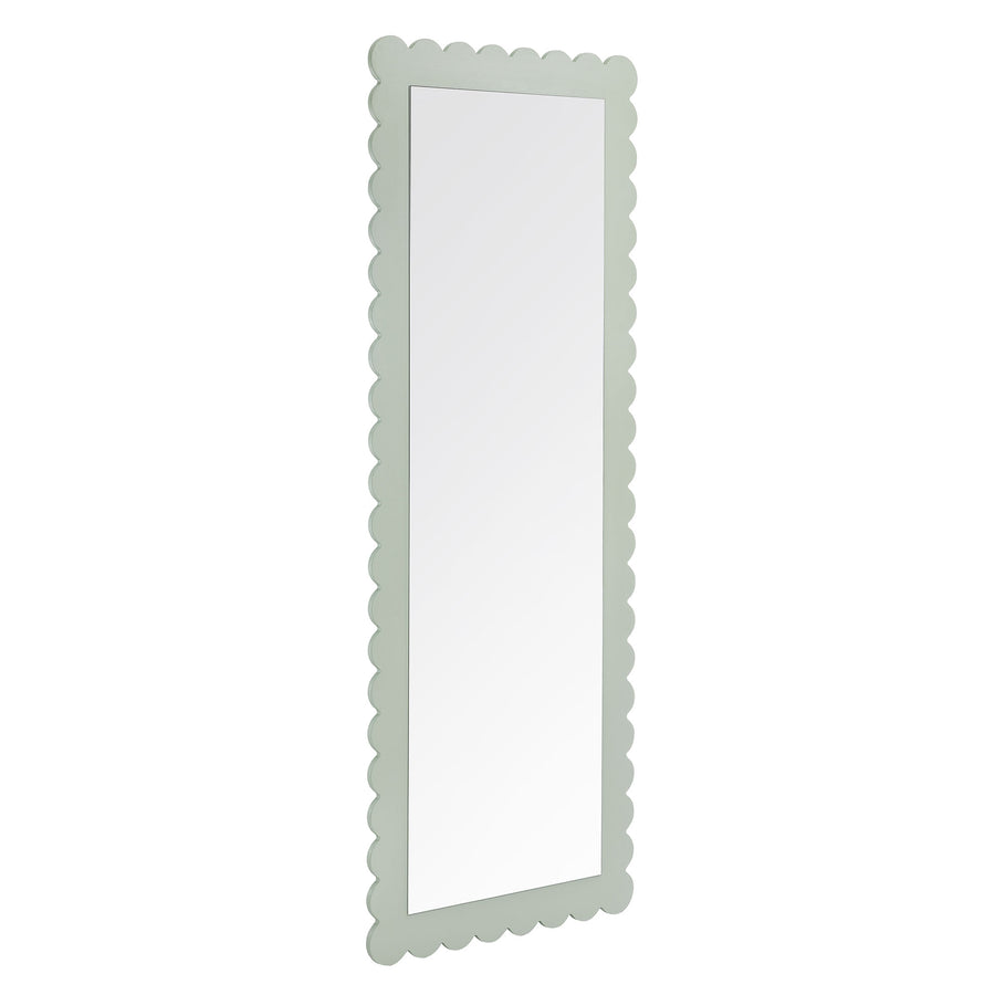 Solstice Scalloped Rectangle Floor Mirror in Sage
