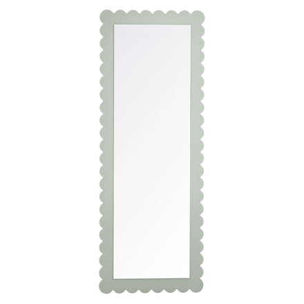 Emmeline Scalloped Rectangle Floor Mirror in Sage