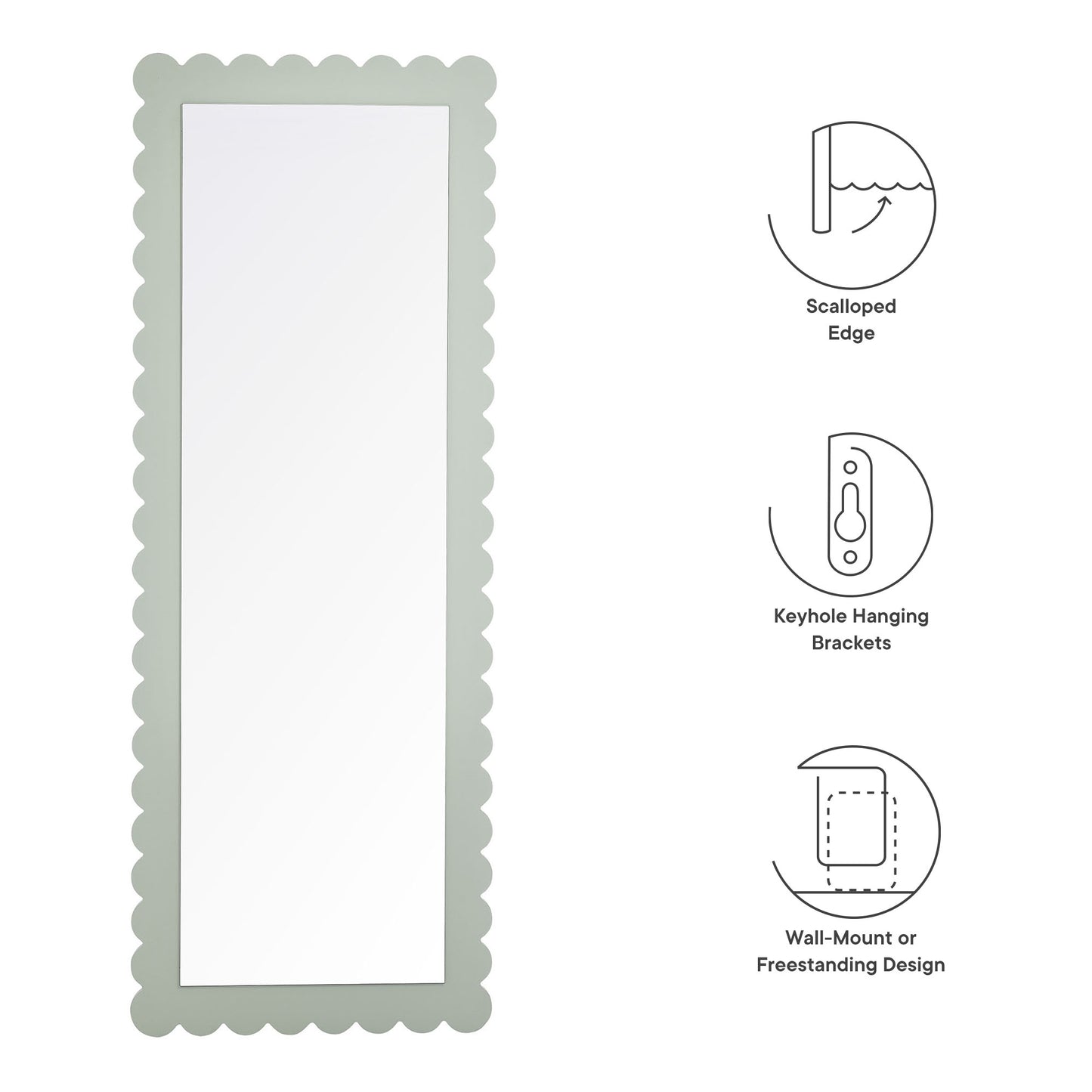 Emmeline Scalloped Rectangle Floor Mirror by Furniture For America