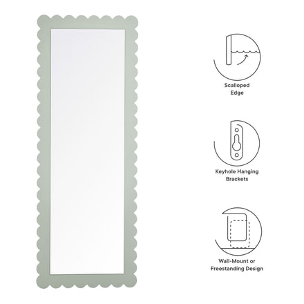 Emmeline Scalloped Rectangle Floor Mirror in Sage