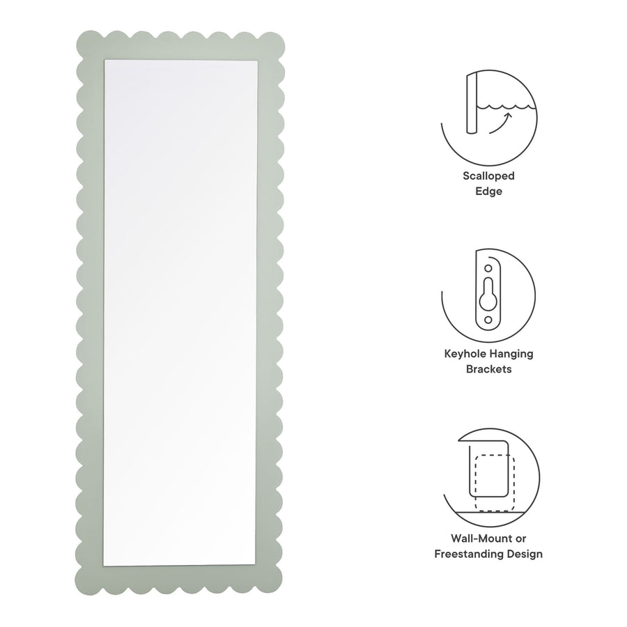 Solstice Scalloped Rectangle Floor Mirror in Sage