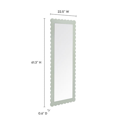 Emmeline Scalloped Rectangle Floor Mirror in Sage