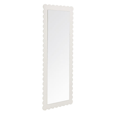 Emmeline Scalloped Rectangle Floor Mirror in White