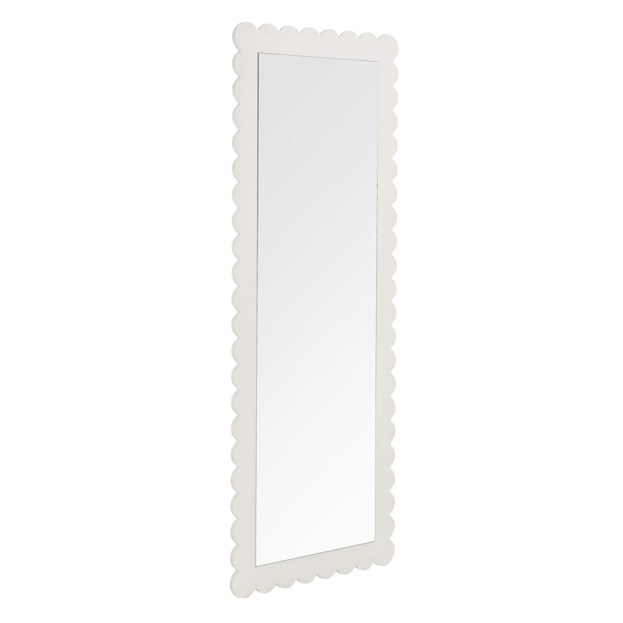 Solstice Scalloped Rectangle Floor Mirror in White