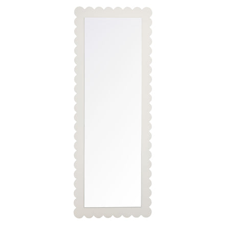 Emmeline Scalloped Rectangle Floor Mirror in White