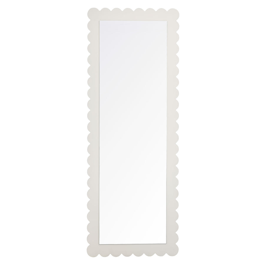 Solstice Scalloped Rectangle Floor Mirror in White