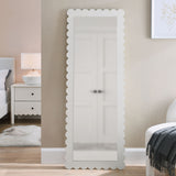 Solstice Scalloped Rectangle Floor Mirror in White