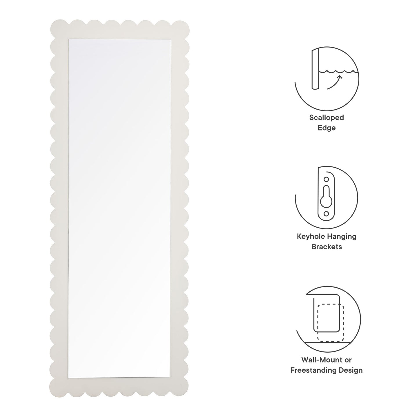Emmeline Scalloped Rectangle Floor Mirror by Furniture For America