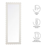 Solstice Scalloped Rectangle Floor Mirror in White