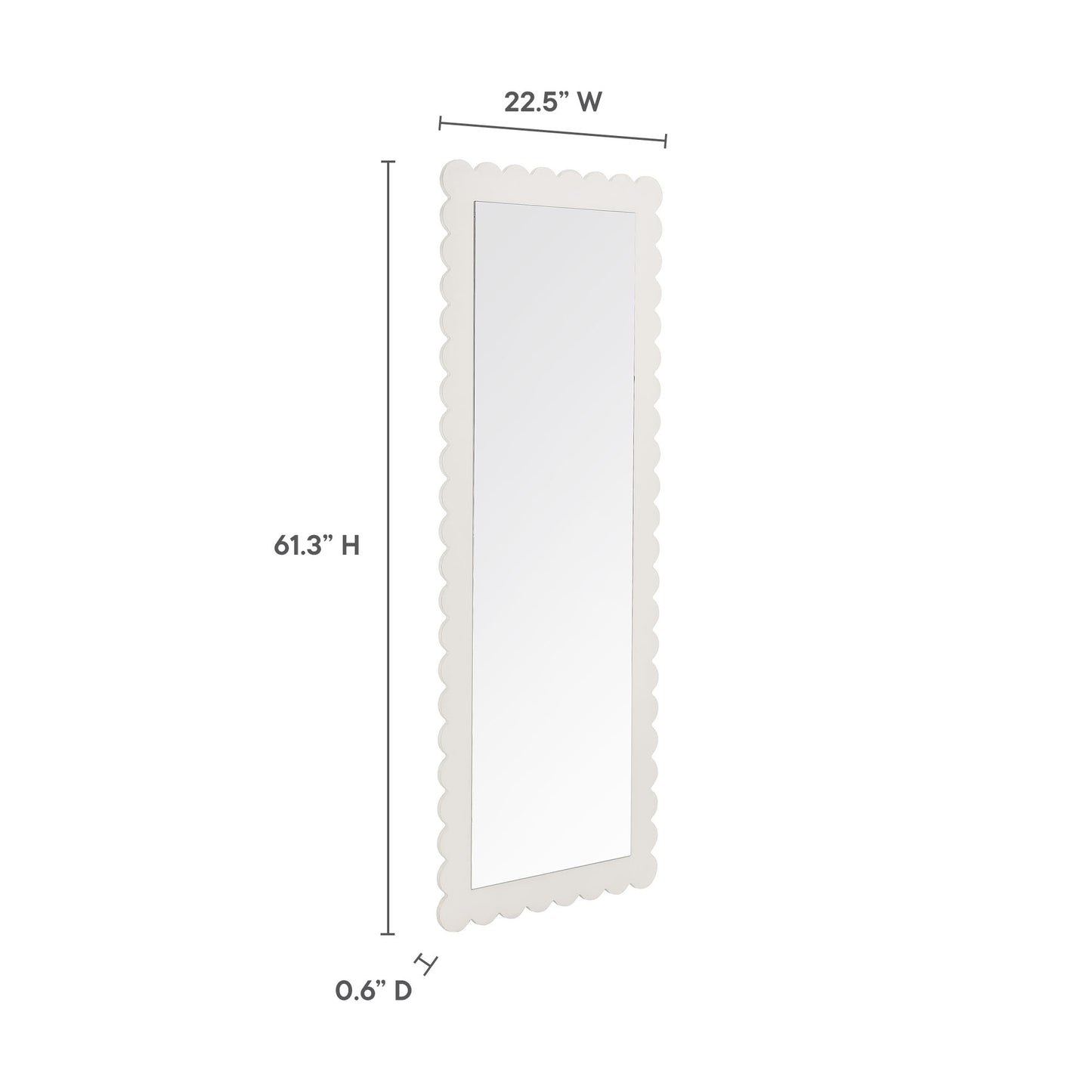 Emmeline Scalloped Rectangle Floor Mirror by Furniture For America