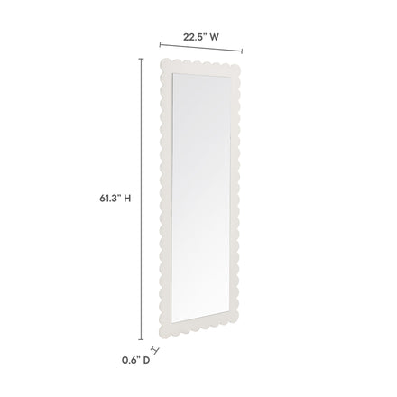 Emmeline Scalloped Rectangle Floor Mirror in White