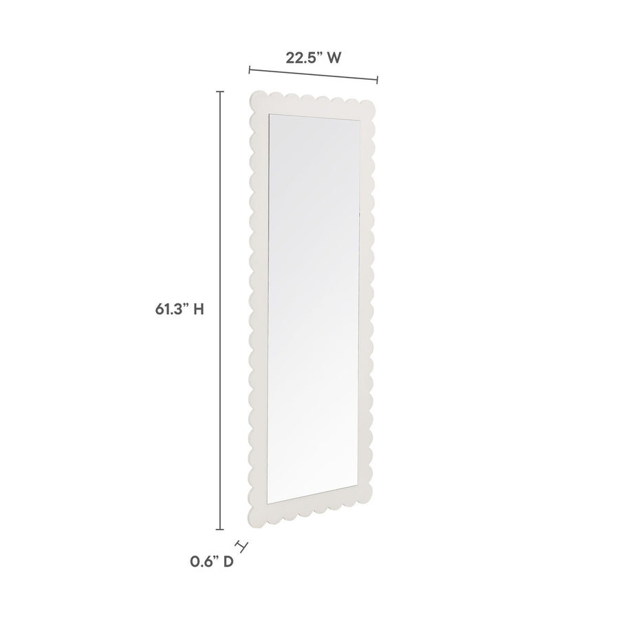 Solstice Scalloped Rectangle Floor Mirror in White