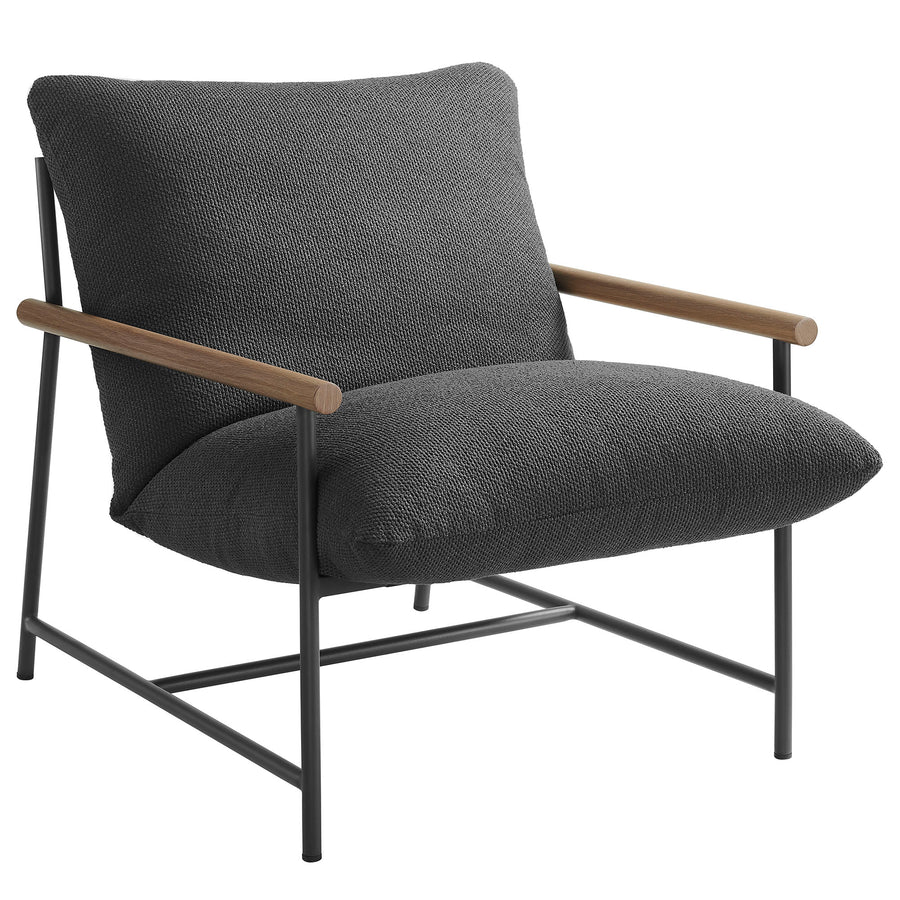 Claret Outdoor Patio Boucle Sling Lounge Chair in Charcoal