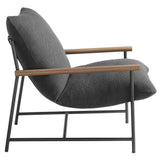 Claret Outdoor Patio Boucle Sling Lounge Chair in Charcoal