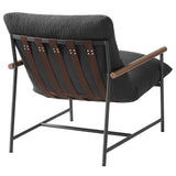 Claret Outdoor Patio Boucle Sling Lounge Chair in Charcoal