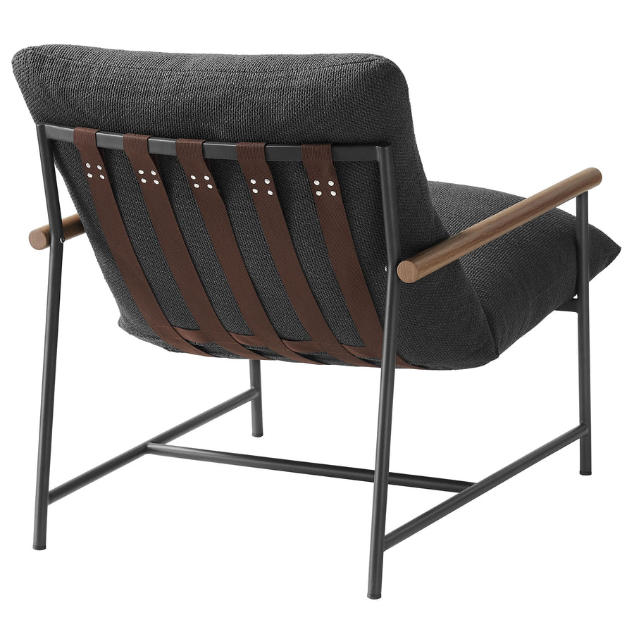 Claret Outdoor Patio Boucle Sling Lounge Chair in Charcoal