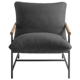 Claret Outdoor Patio Boucle Sling Lounge Chair in Charcoal