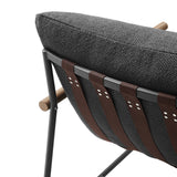 Claret Outdoor Patio Boucle Sling Lounge Chair in Charcoal