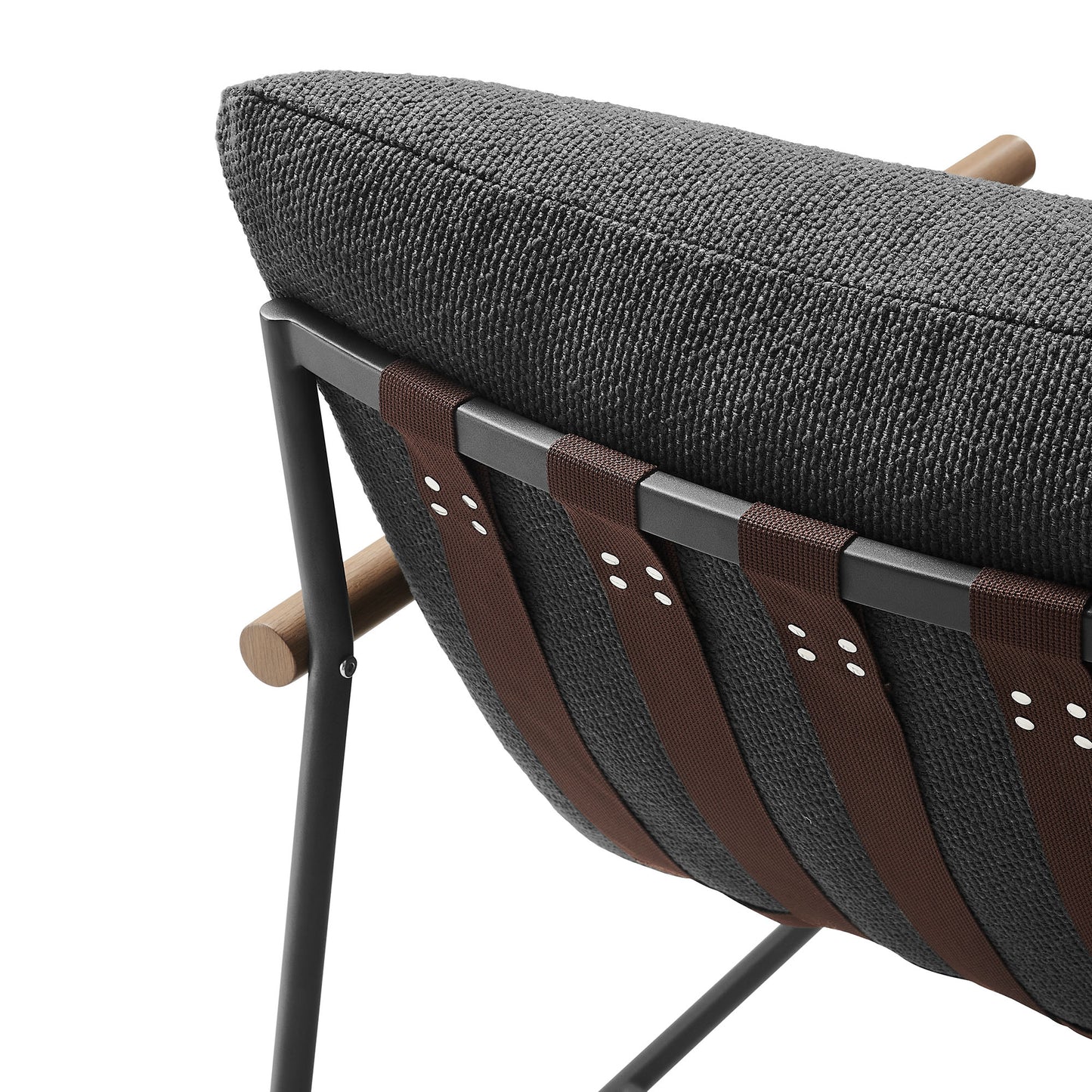 Claret Outdoor Patio Boucle Lounge Chair and Ottoman in Charcoal